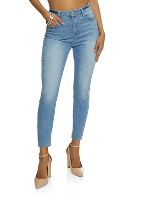 Womens WAX Whiskered High Waist Skinny Ankle Jeans, Blue,