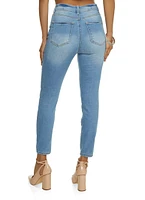 Womens WAX Whiskered High Waist Skinny Ankle Jeans, Blue,