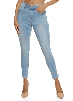 Womens WAX Cropped High Rise Skinny Jeans, Blue, Size 7