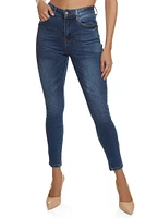 Womens WAX Cropped High Rise Skinny Jeans, Blue,