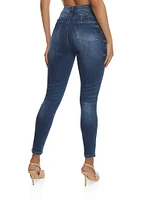 Womens WAX Cropped High Rise Skinny Jeans, Blue,