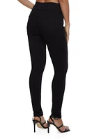 Womens WAX 3 Button Skinny Jeans, Black,