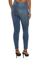Womens WAX High Rise Distressed Skinny Jeans, Blue, Size S