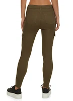Womens Twill Skinny Cargo Pants, Green, Size 3