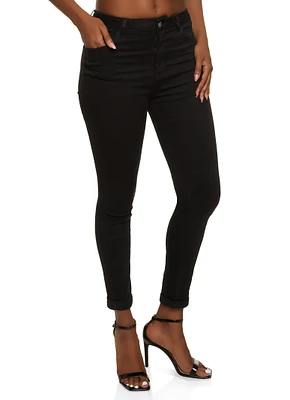 Womens WAX Whiskered Rolled Cuff Skinny Jeans,