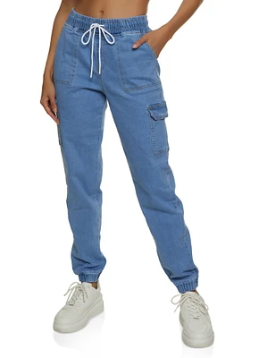 Womens WAX Denim Joggers, Blue, Size S