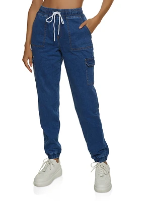 Womens WAX Denim Joggers, Blue, Size S
