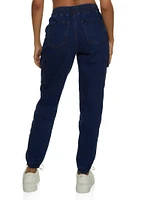 Womens WAX Denim Joggers, Blue, Size M