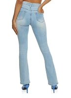 Womens WAX Whiskered High Waist Boot Cut Jeans, Blue,