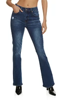 Womens WAX Whiskered High Waist Boot Cut Jeans, Blue, Size 1