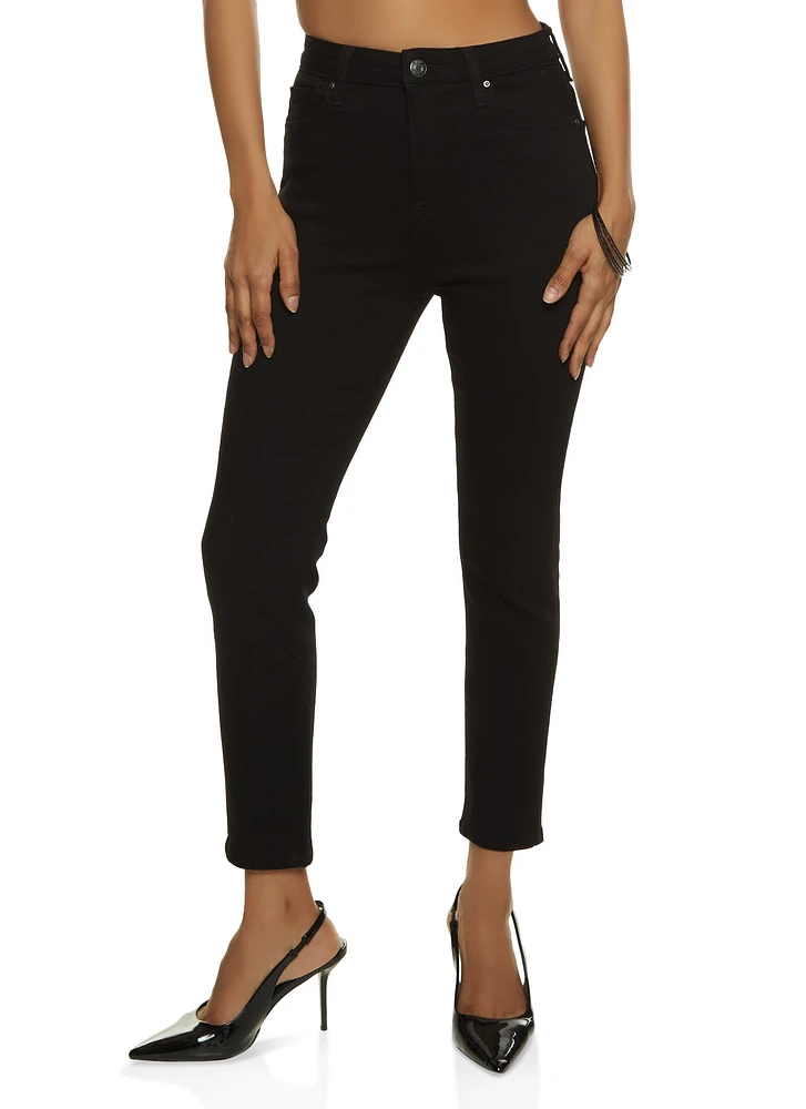 Womens WAX Whiskered Cropped Skinny Jeans, Black, Size 5