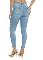 Womens WAX Whiskered Cropped Skinny Jeans, Blue,