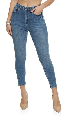 Womens WAX Whiskered Cropped Skinny Jeans, Blue,
