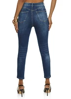 Womens WAX Whiskered Cropped Skinny Jeans, Blue,