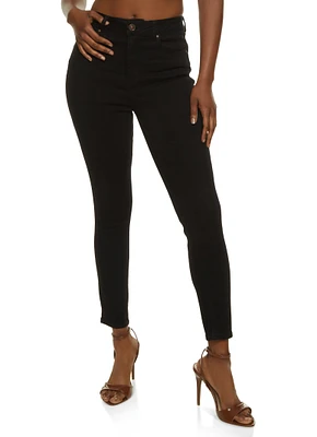Womens WAX Solid High Waisted Skinny Jeans, Black, Size 11