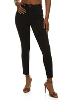 Womens WAX Solid High Waisted Skinny Jeans, Black, Size 11