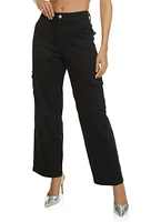 Womens Twill Wide Leg Cargo Pants,