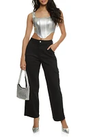 Womens Twill Wide Leg Cargo Pants,