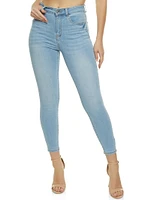 Womens WAX High Rise Solid Cropped Skinny Jeans, Blue, Size S