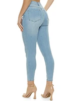 Womens WAX High Rise Solid Cropped Skinny Jeans, Blue, Size S