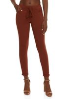 Womens Hyperstretch Rolled Cuff Drawstring Waist Pants, Brown, Size M