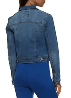 Womens WAX Long Sleeve Denim Jacket, Blue,