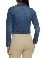 Womens WAX Distressed Denim Jacket, Blue, Size L
