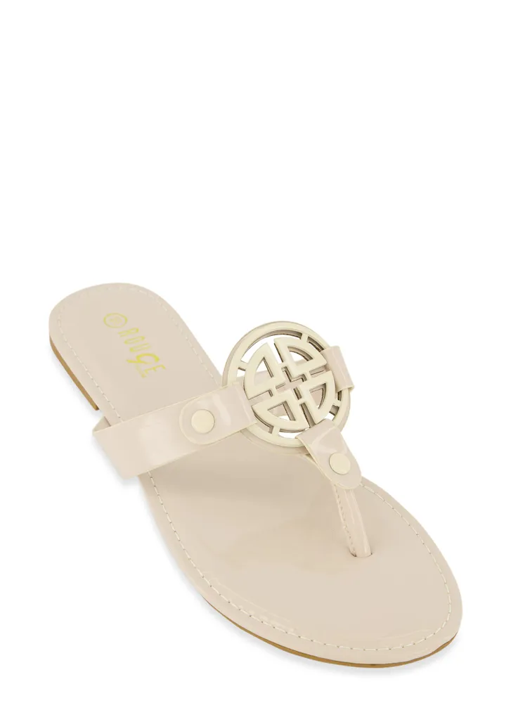 Womens Geo Pendant Thong Sandals,