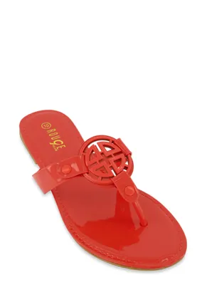 Womens Geo Pendant Thong Sandals,