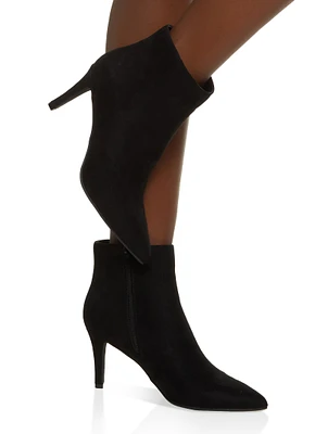 Womens Side Zip Stiletto Pointed Toe Booties