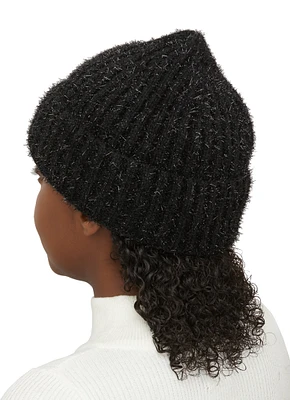 Womens Lurex Beanie, Black