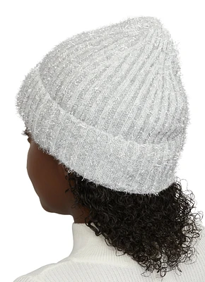 Womens Lurex Beanie, Silver