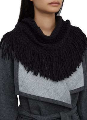 Womens Fringe Knitted Infinity Scarf