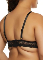 Womens Plus Size Scalloped Lace Plunge Bra, Black, Size 38D