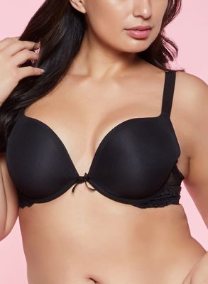 Womens Plus Size Plunge Bra, Black, Size 38D