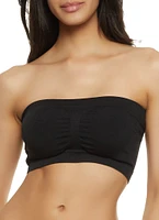 Womens Solid Seamless Bandeau Bra, Black, Size S-M