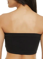 Womens Solid Seamless Bandeau Bra, Black, Size S-M