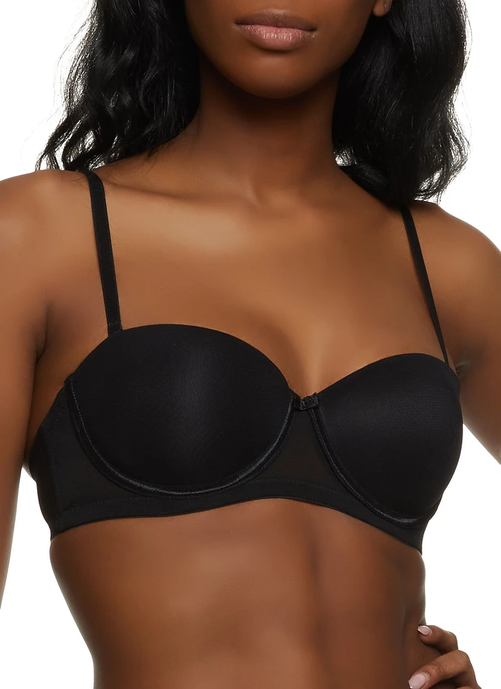 Womens Basic Balconette Bra | Converts to Strapless, Black, Size 34D