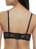 Womens Basic Lace Solid Plunge Bra, Black, Size 34D