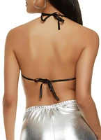 Womens Metallic Mesh Halter Top,