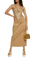 Womens Metallic Mesh Halter Top, M