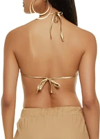 Womens Metallic Mesh Halter Top, M
