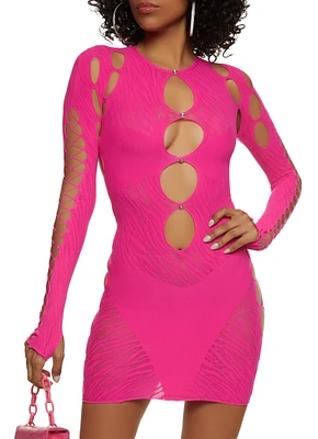Womens Seamless Rhinestone Cut Out Mini Dress,