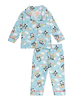 Baby Girls 12-24M Printed Notch Collar Pajama Shirt and Pants,