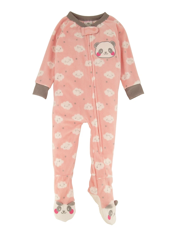 Baby Girls 12-24M Panda Graphic Footed Pajamas, Pink, Size 24M