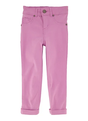Little Girls Twill Hyperstretch Fixed Cuff Pants, Purple, Size 4