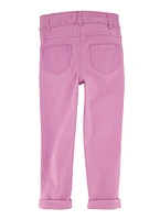 Little Girls Twill Hyperstretch Fixed Cuff Pants, Purple, Size 4