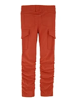 Little Girls Solid Stacked Cargo Pants, Orange, Size 5