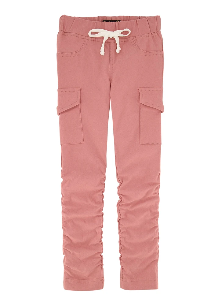 Little Girls Solid Stacked Cargo Pants, Pink,
