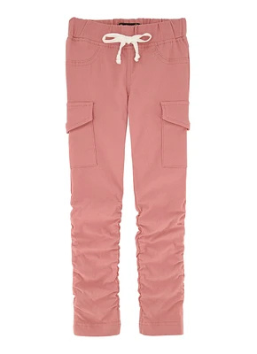 Little Girls Solid Stacked Cargo Pants, Pink,